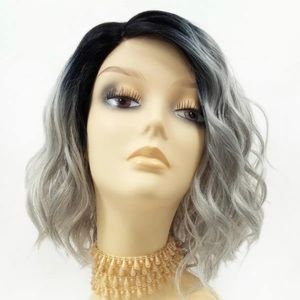 New lace front ombré gray curly wig